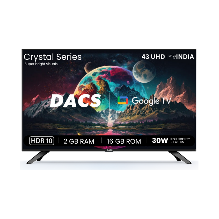 Dacs Crystal Premium 43" QLED Ultra HD (4K) Google TV with 30W Dolby Audio and 2GB Ram (Metallic Bezel Less,2025)