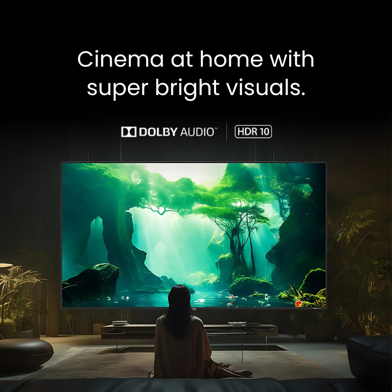 DACS Crystal Premium 32" QLED Google TV with 24W Dolby Audio & 1.5 GB RAM (Metallic Bezel Less,2025)