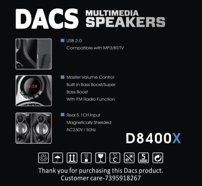 DACS D8400X 100 W Bluetooth Home Theatre  (Black, 5.1 Channel)